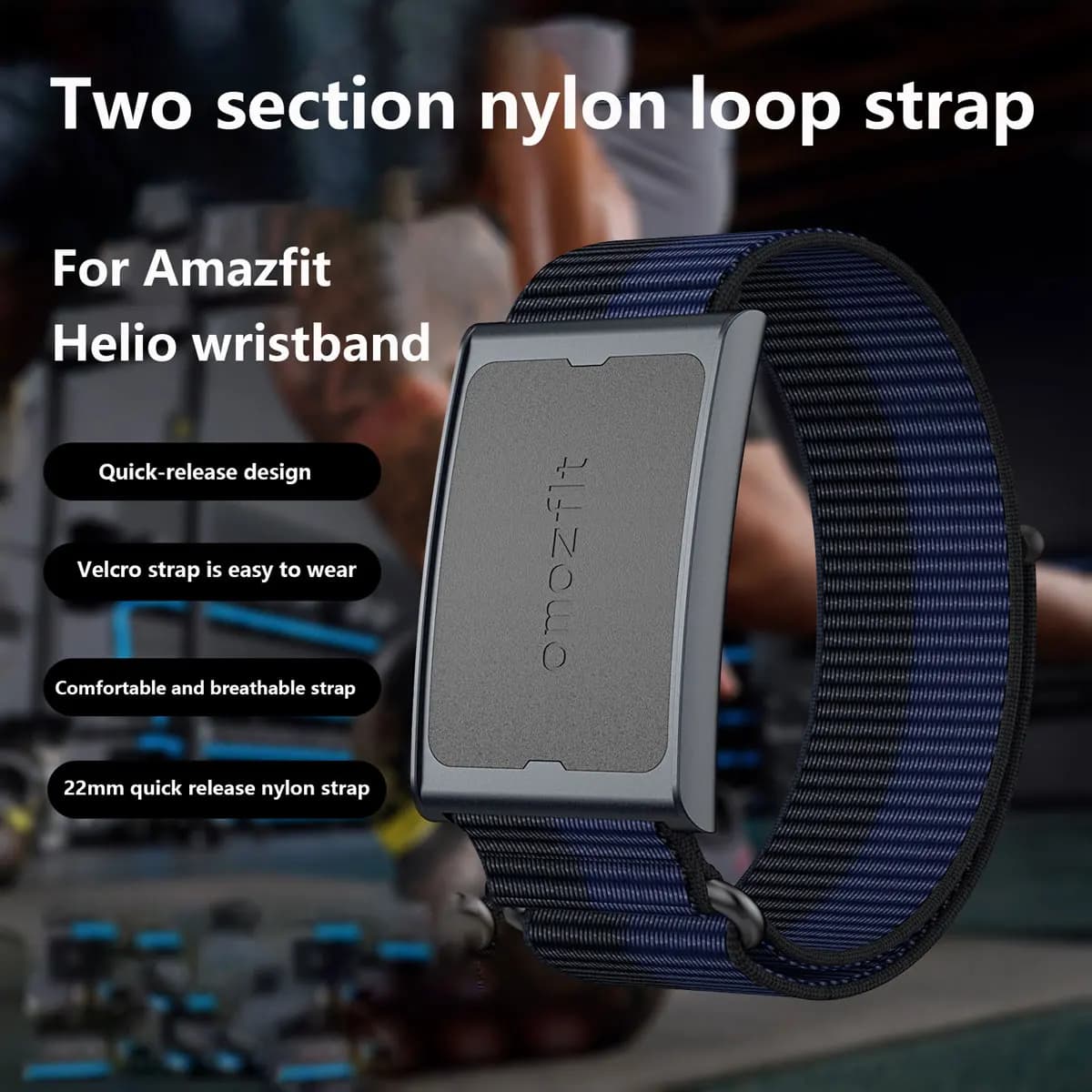 For Huami Amazfit Helio Wristband Strap, Two Nylon Loop Wristband, 22mm Universal Replacement Strap for Amazfit Helio Wristband