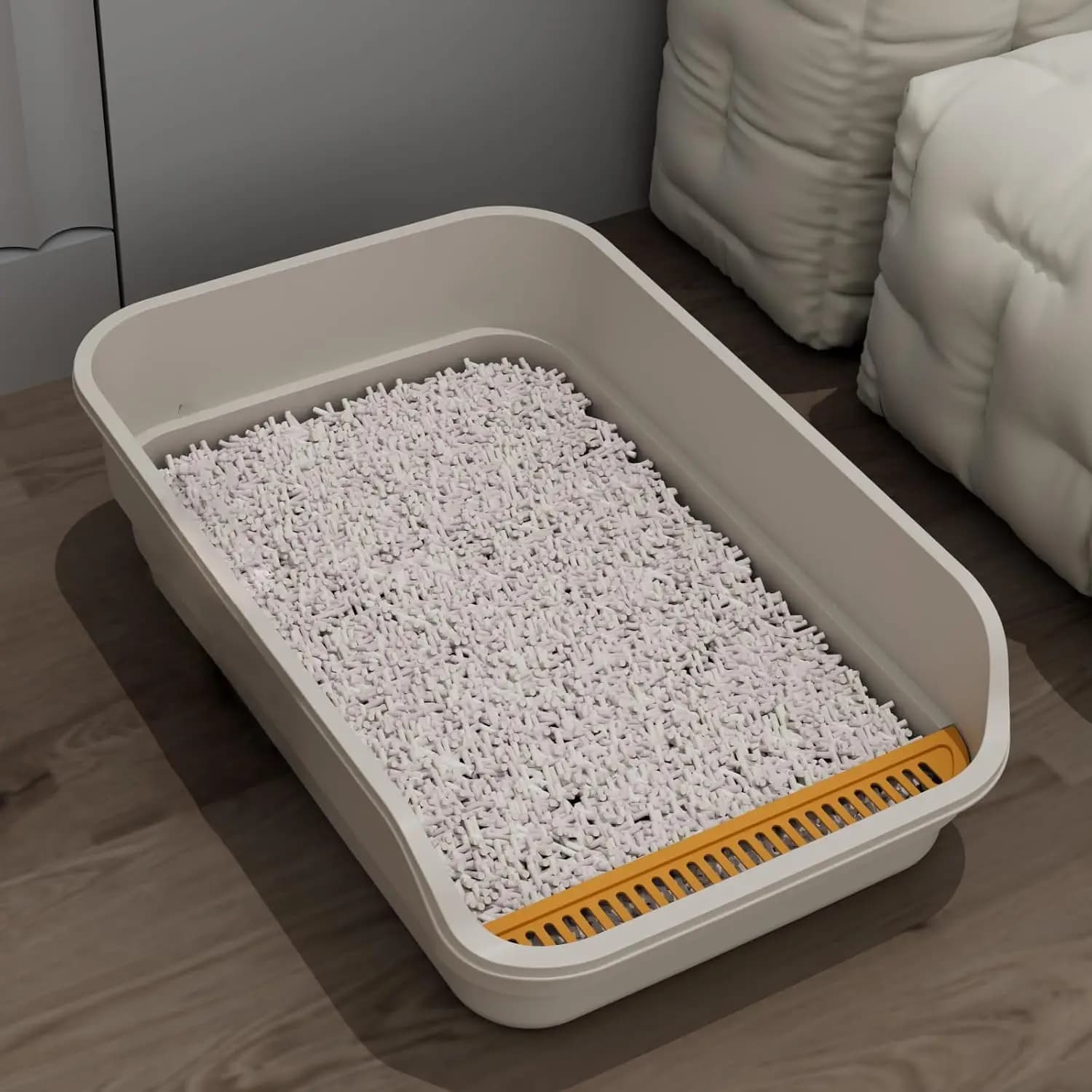 Lettiera extra large per gatti con lati alti, ingresso basso, facile da pulire, antispruzzo, 23,6x15,7x6,2 pollici in bianco
