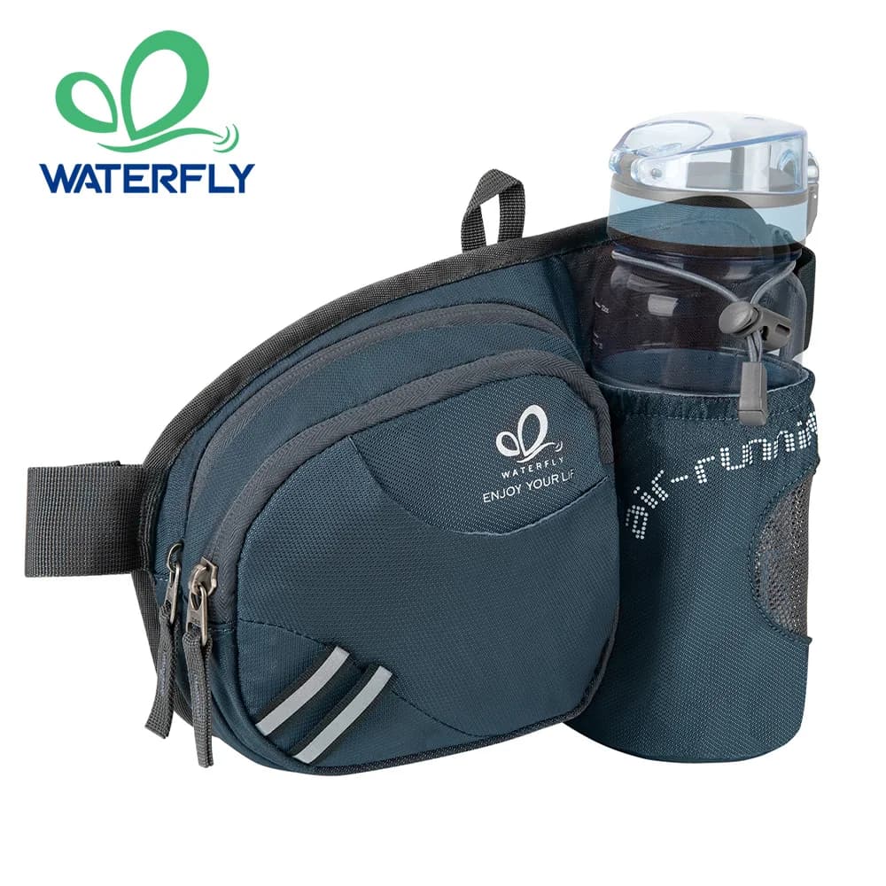 WATERFLY Marsupio Men's Waist Bag with Water Bottles Hiking Belt Marsupi for Running Walking Dog Walking Travel