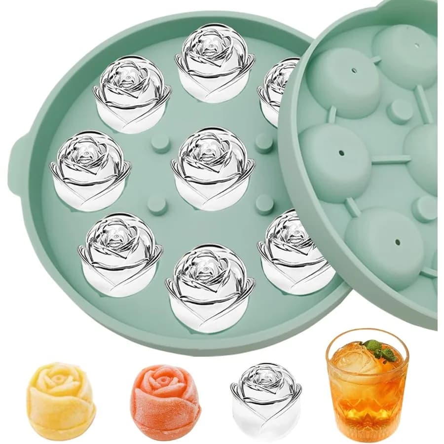Stampo per ghiaccio per rose Vassoio per cubetti di ghiaccio in silicone Stampi per ghiaccio per rose per cocktail Mimosas Whiey Vassoi per cubetti di ghiaccio per congelatore