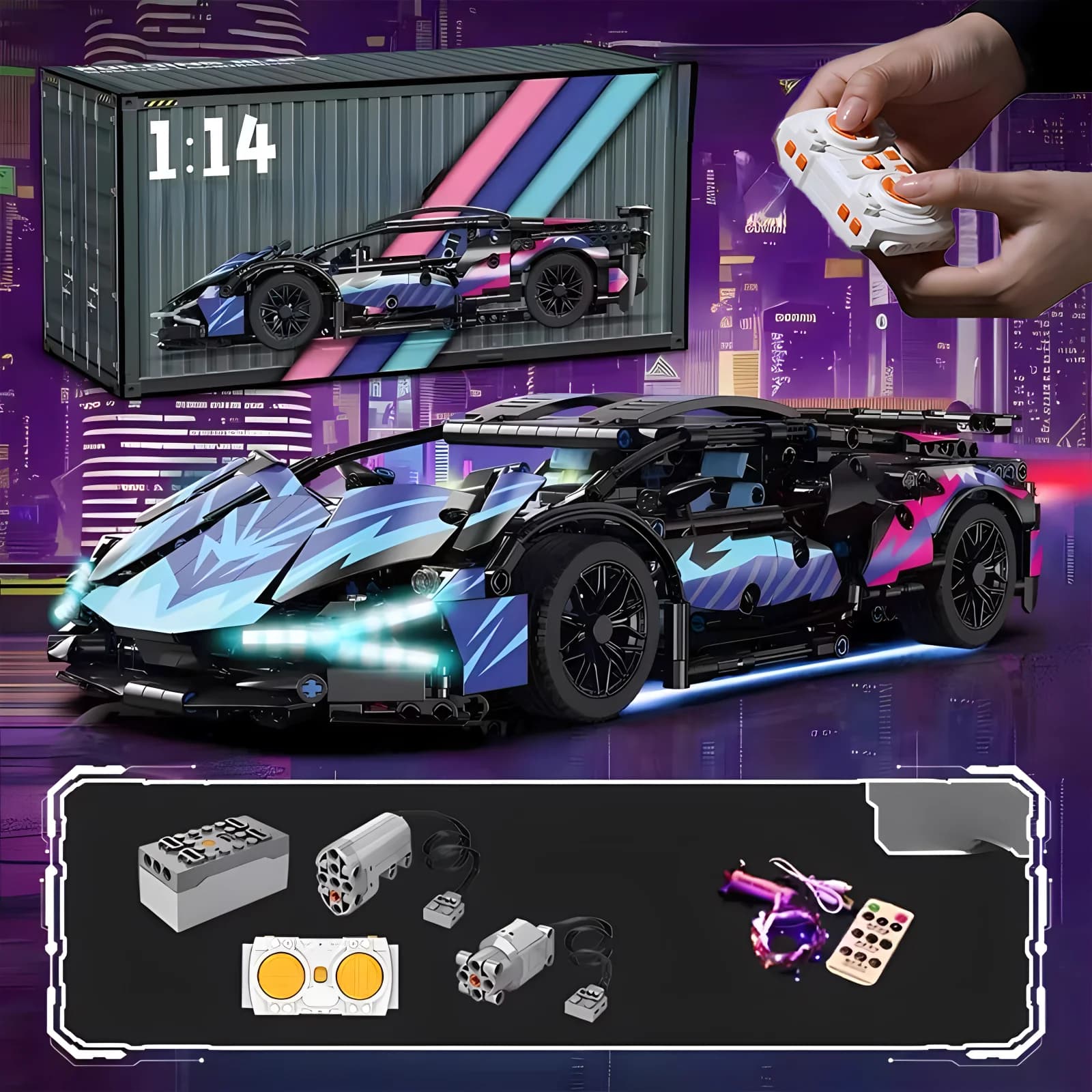 New Building Blocks Roadster Technology 1:14 Racing Roadster building blocks Assembly brick vehicle toy gift per boys1314 pcs