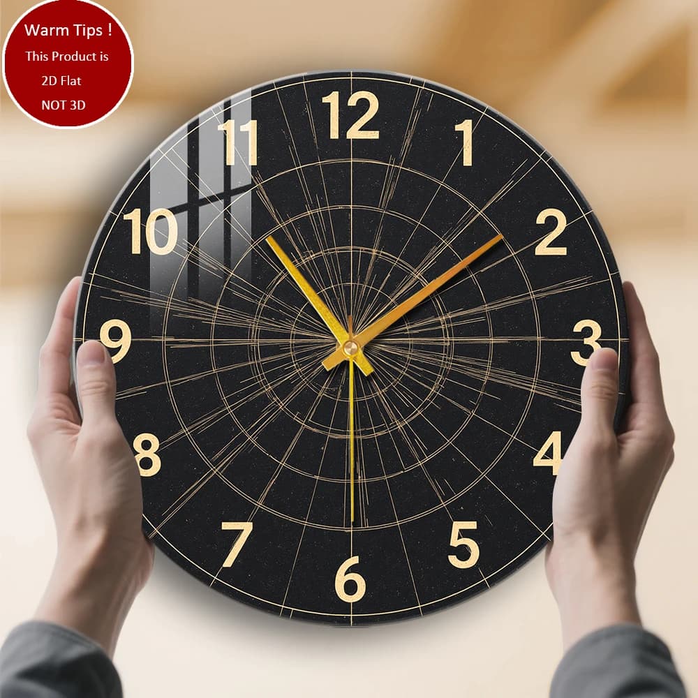 Black Dial Tempered Glass Wall Clock with Numbers Suitable for Wall Decorations or Table Display Anywhere