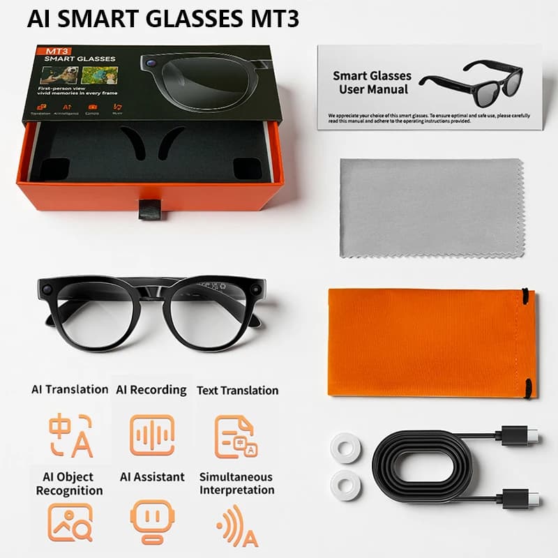 Nuovi Occhiali Smart AI 2026 con Fotocamera HD 800W, Traduzione Immagini, Tecnologia Avanzata, Videochiamata, Foto, Impermeabili, per Uomini e Donne