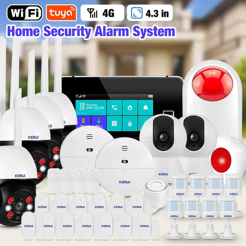 KERUI Touch Screen da 4.3 pollici Sistema di allarme domestico Wireless 4G Allarme antifurto WiFi GSM Tuya Smart Life Kit di allarme di sicurezza G64B 433 mhz