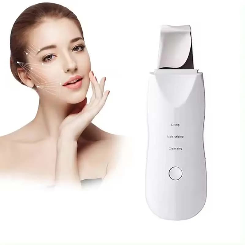 Scrubber Vibrante per la Pelle, Rimuovi Punti Neri, Pulizia Profonda del Viso, Pulitore a Ultrasuoni Ionico per Pori, Spatola Detergente Viso