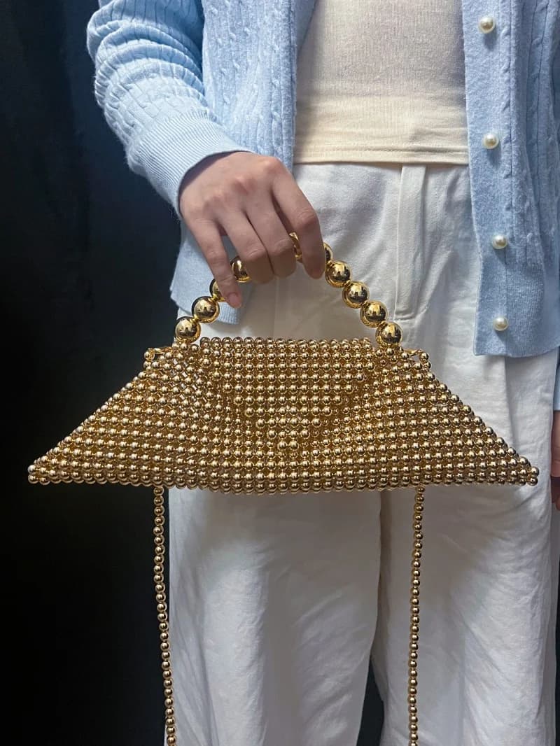 Borsa a tracolla con perline alla moda per donna Borsa in tessuto casual lussuosa dal design di nicchia elegante