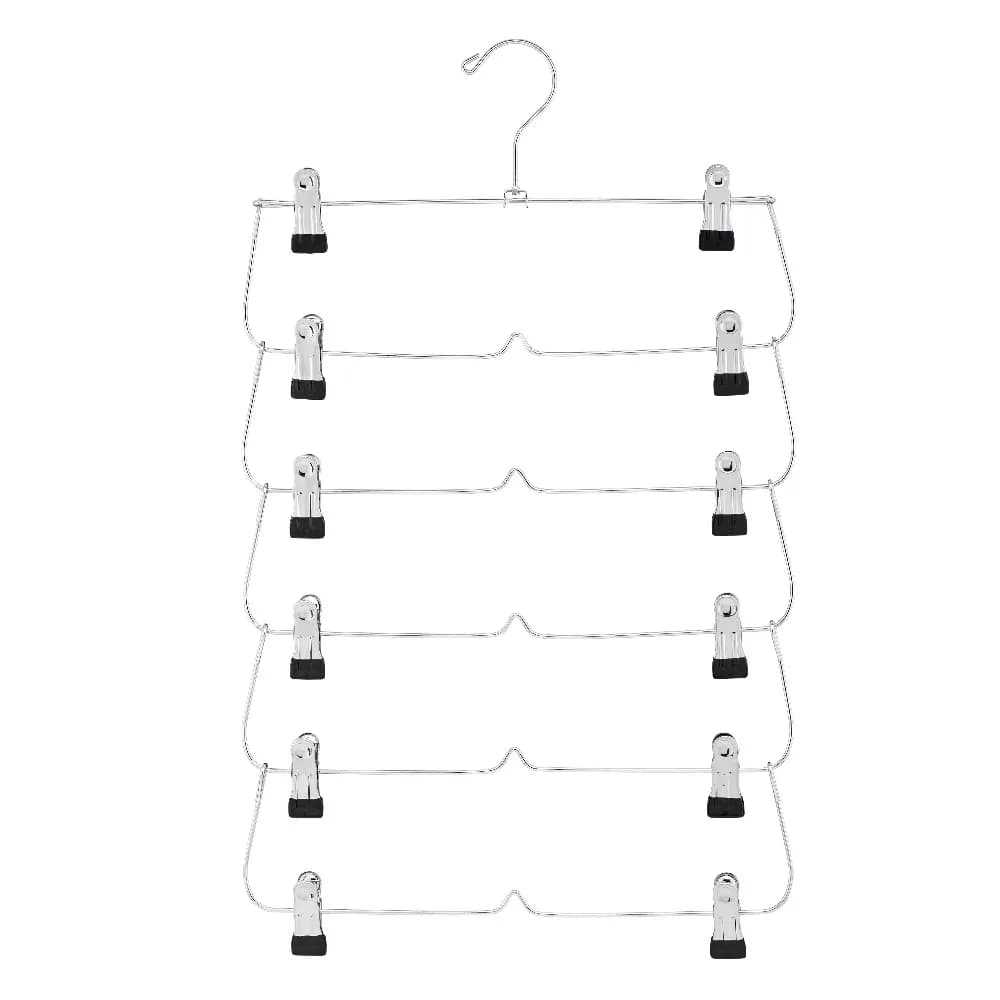 Heavy Duty Chrome Metal 6 Tier Space Saving Clothes Hanger for Pants and Skirts