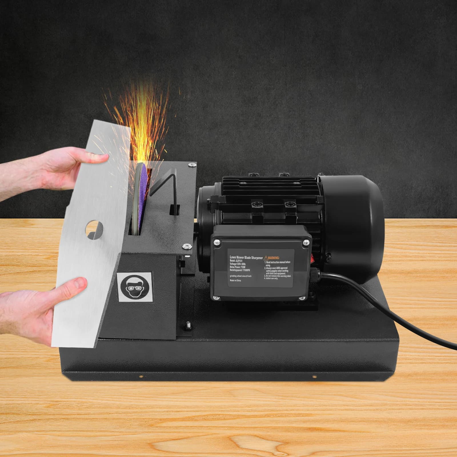 Smerigliatrice a lama per tosaerba da 1 HP, 750 W ‎ Affilatrice per lame, affilatrice per lame con mola da 9 pollici per giardinaggio agricolo