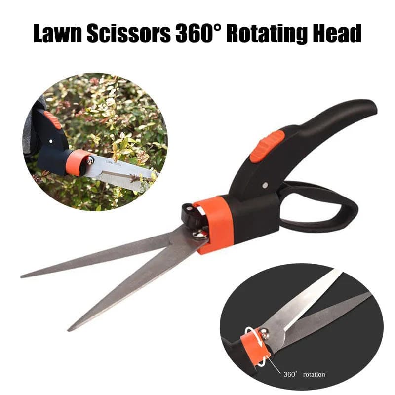 Multifunctional Gardening Mowers Scissors Sharp Tip 360 Rotation Garden Grass Trimming Shears Handheld Lawn Pruning Hedge Shears