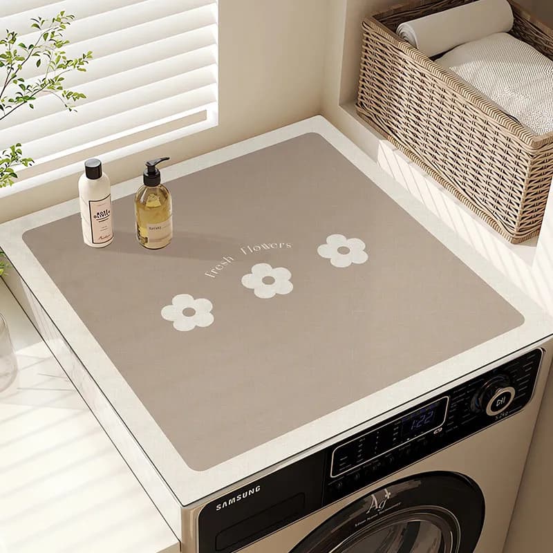 VIKAMA Ins Light Coffee Gentle Style Simple Washing Machine Cover Pad Anti-Slip Drum Washing Machine Dust Pad, Home Decoration
