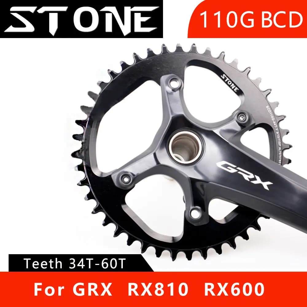 Corona rotonda in pietra 110 BCD per ghiaia GRX FC RX810 RX600 34 36 38 40 42 46 58T 60T Dente Ruota dentata per bici da strada 110bcd