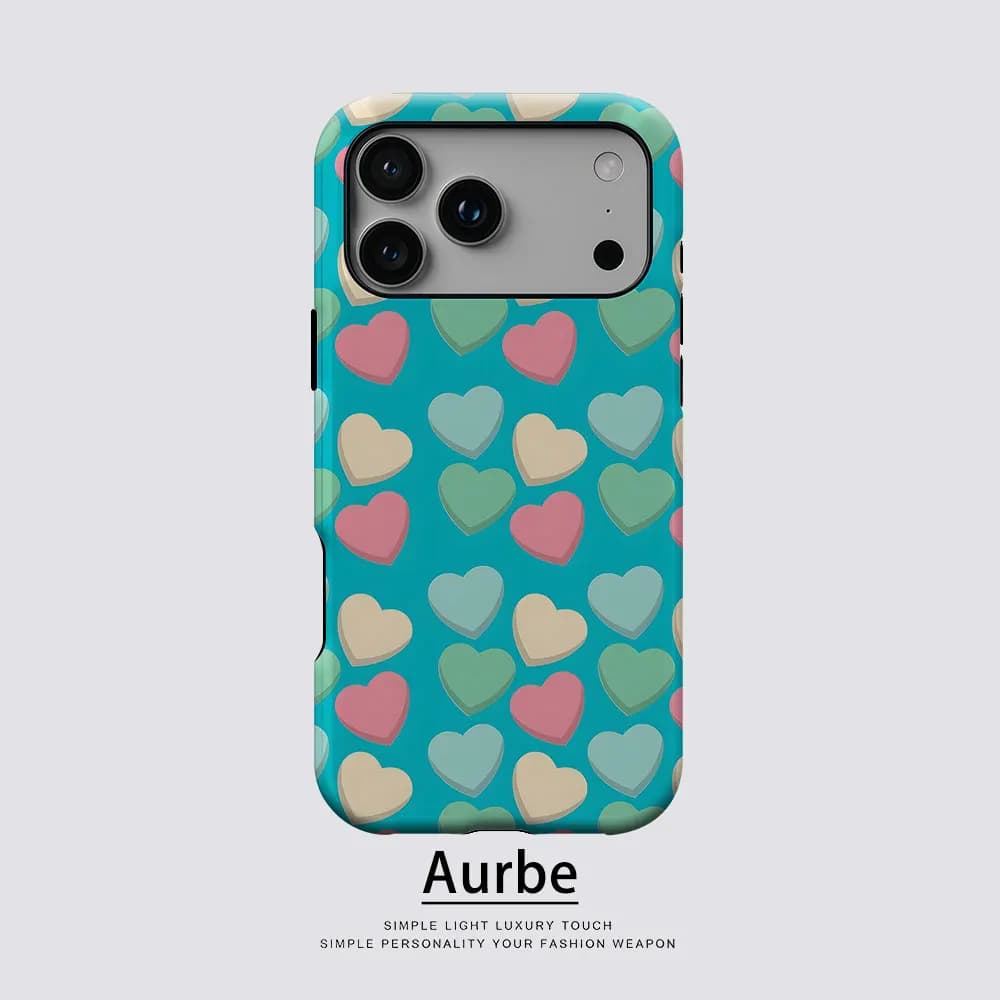 Candy Heart Tiles For Magnetic Phone Case For IPhone 18 17 16 15 14 13 Pro Max Plus Single Double-Layer Tough Case