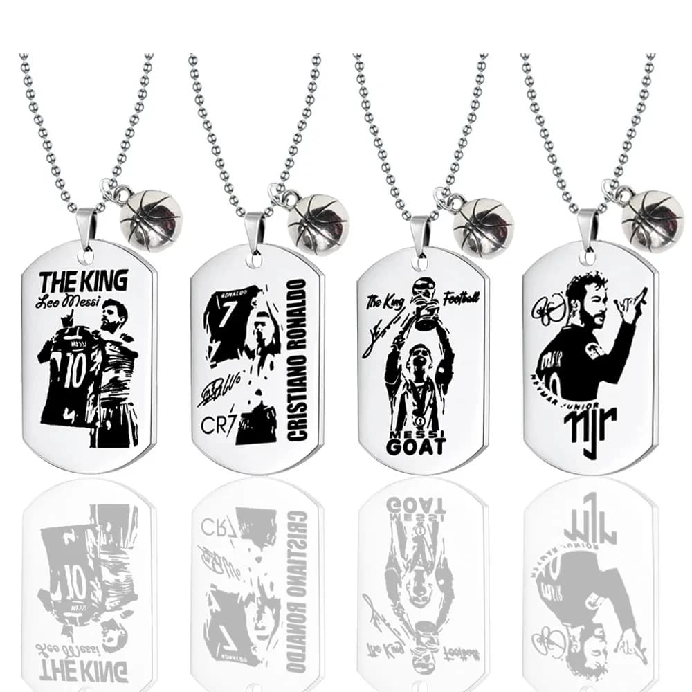 Moda Messi Collana in acciaio inossidabile Calcio Stella di calcio Ciondolo Clavicola Gioielli affascinanti Ventole Collezione di accessori Regalo