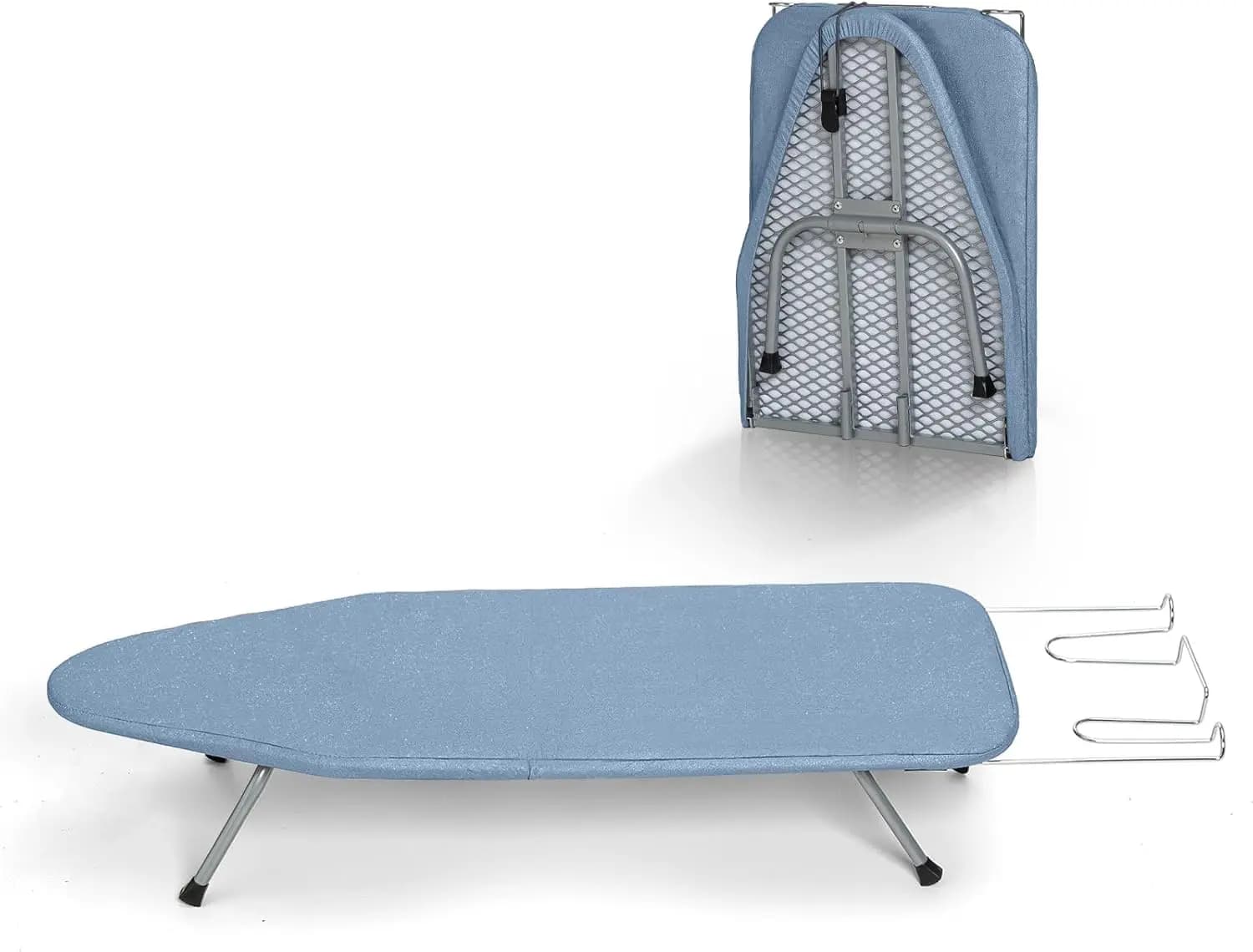 Mini Asse da Stiro da Tavolo con Copertura e Imbottitura, Asse da Stiro Pieghevole Portatile con Piedini Antiscivolo