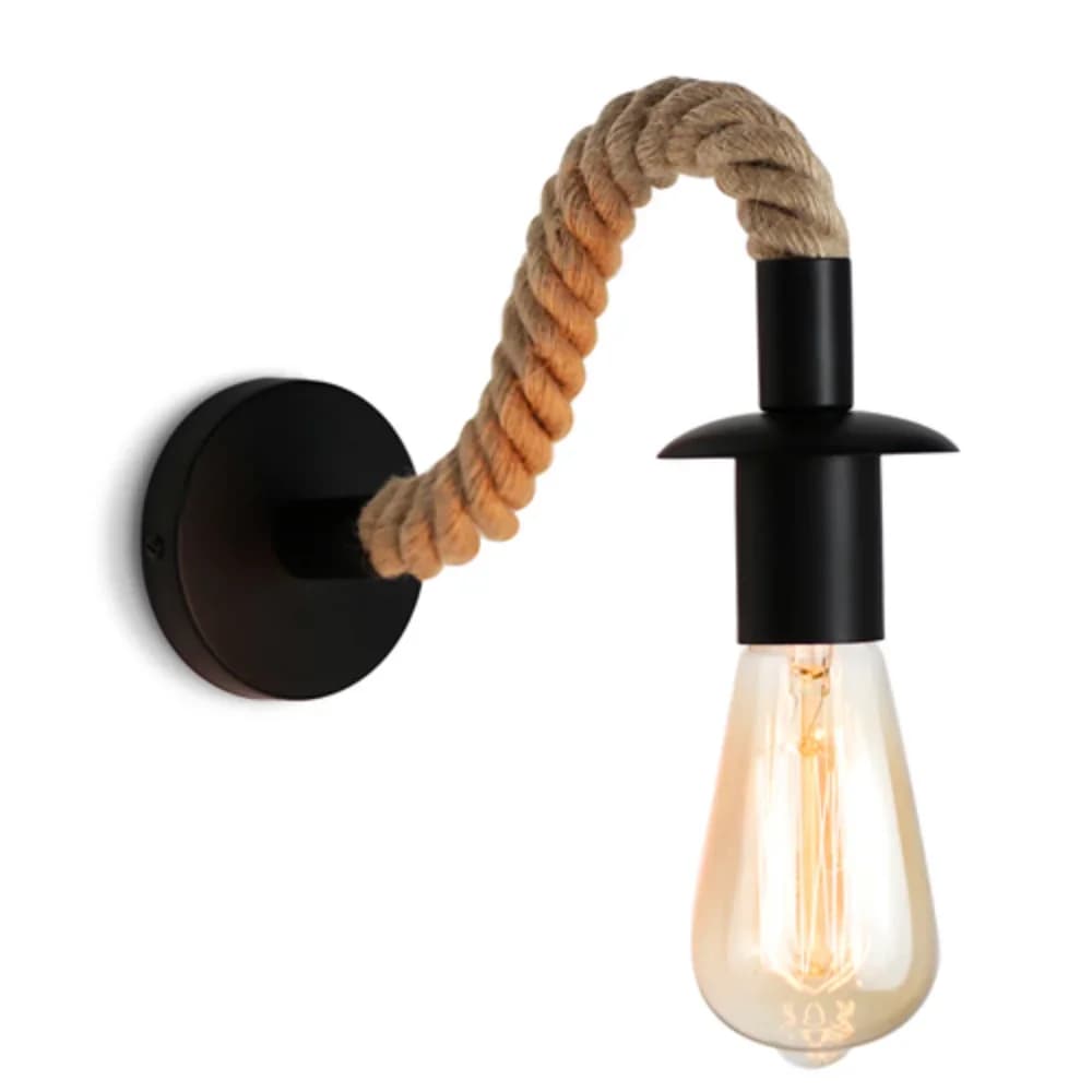 Lampade da parete retrò in corda di canapa E27 Portalampada per interni in ferro per corridoio Ingresso Corridoio Lampada da comodino AC90-265V Apparecchio decorativo