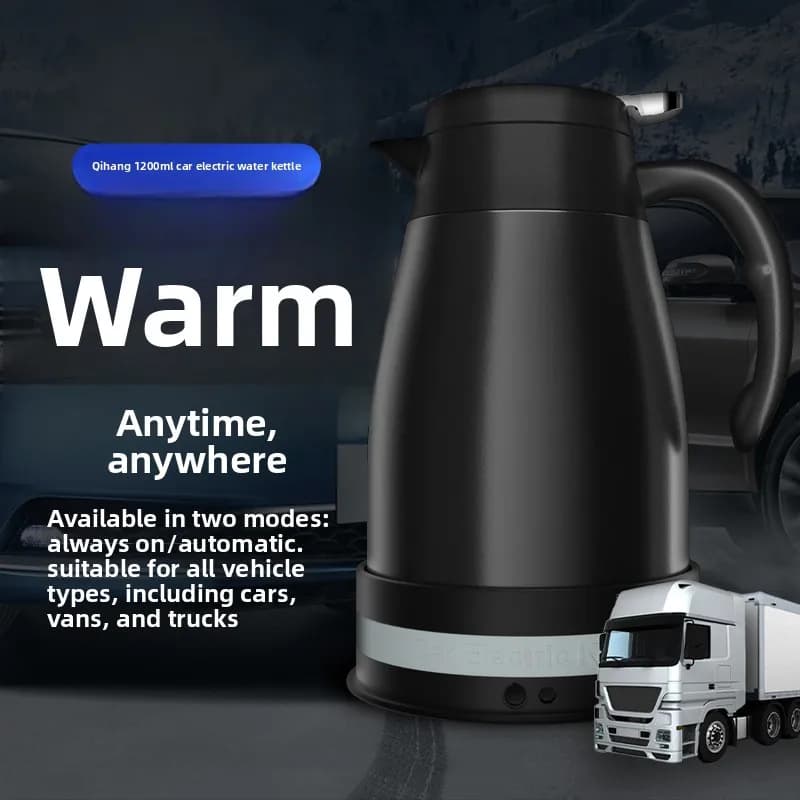 12V/24V Car Kettle, Portable, Quick Heating, Stainless Steel, Electric