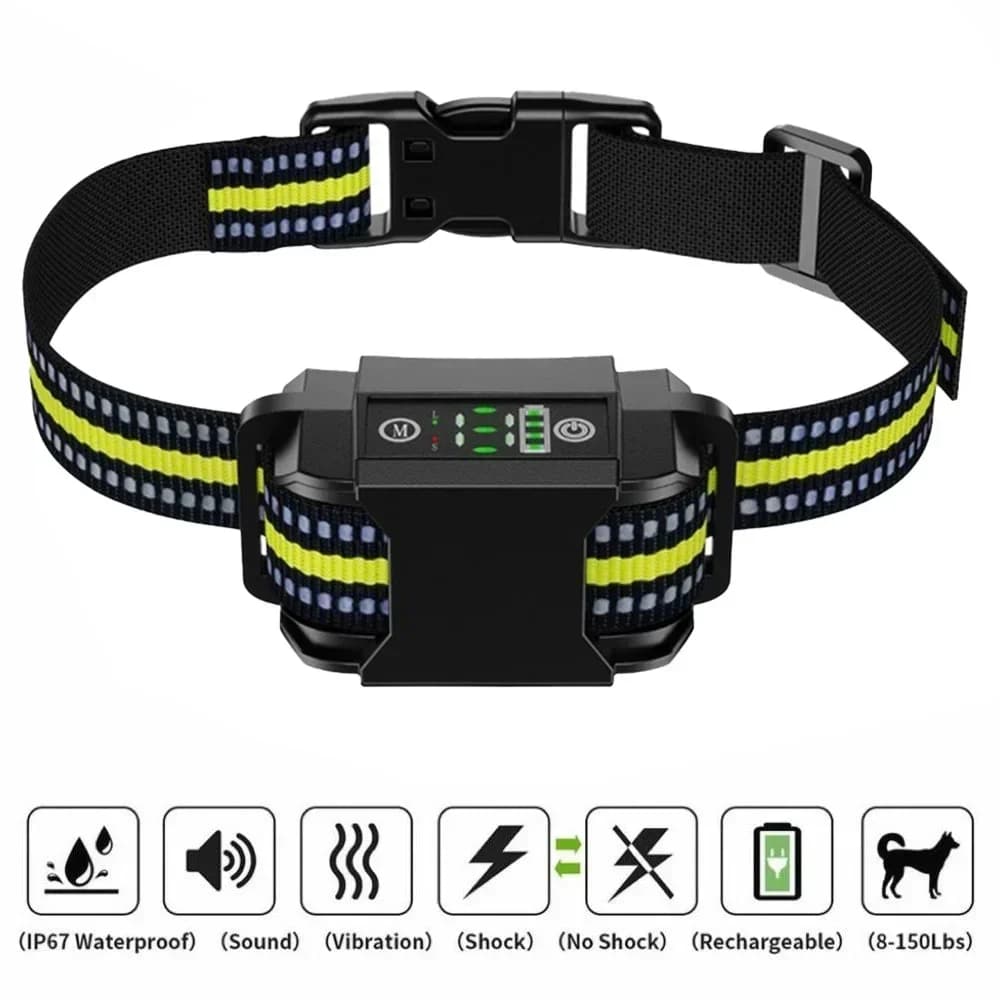 Dispositivo Antiabbaio per Animali Domestici, Collare Elettrico USB a Ultrasuoni Automatico per Addestramento Cani, Collare Ricaricabile Antiabbaio per Cani