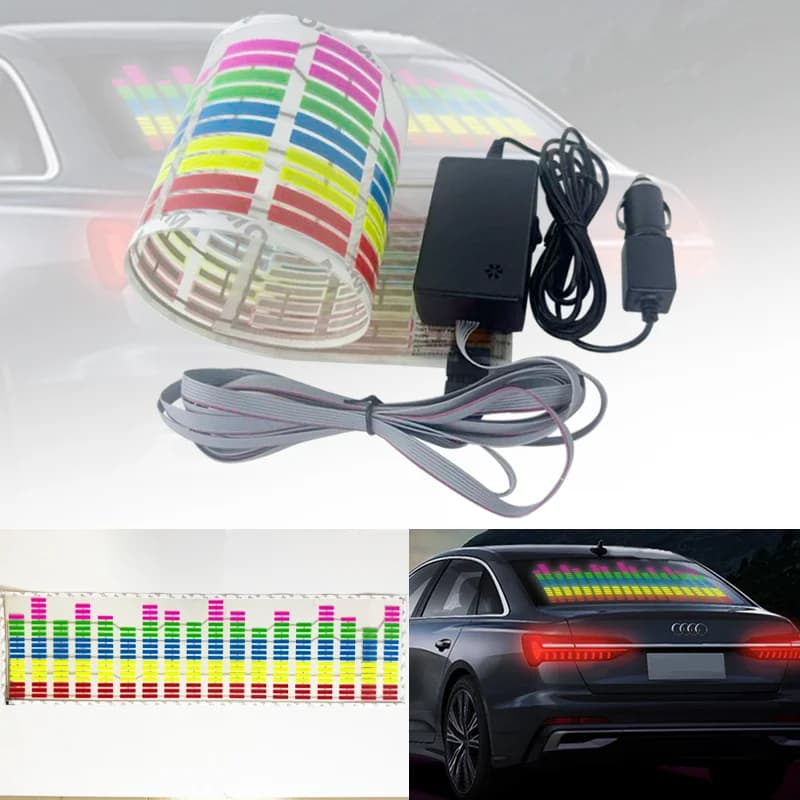 90x25CM Auto RGB LED Musica Ritmo Flash Luce Sensore attivato dal suono Equalizzatore Parabrezza posteriore Adesivo Styling Kit lampada al neon