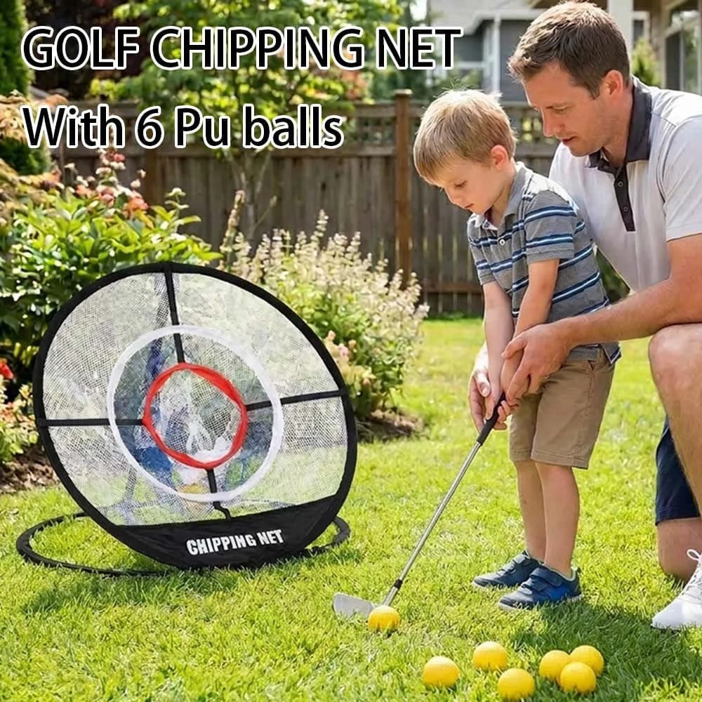 Golf Chipping Net Pop Up Practice Net for Backyard Indoor Training Aid with 6 Soft Balls Portable Golf Accessories Gift for Men