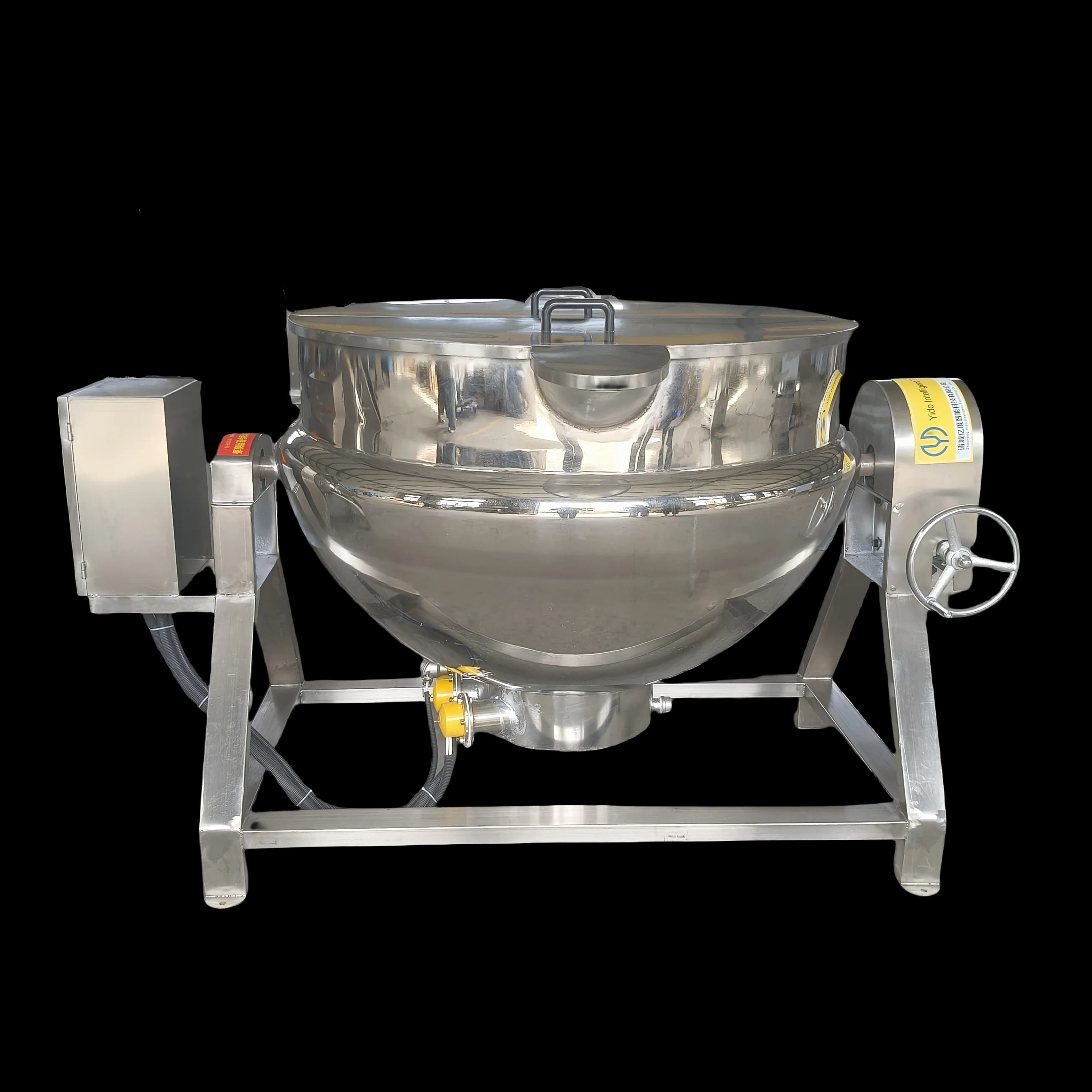 Heated Automatic Self Stirring Cooking Pot Paste Sauce Jam Steam Electric Heating Jacket Cooking Kettle With Mixer