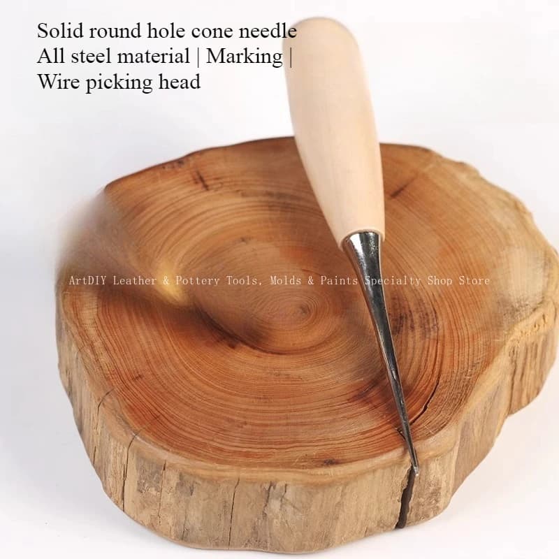 Leather Working Tools Set DIY Craftsmanship Sewing Bowl Kit with Wooden Handle And Steel Punch Head for Leather Dri