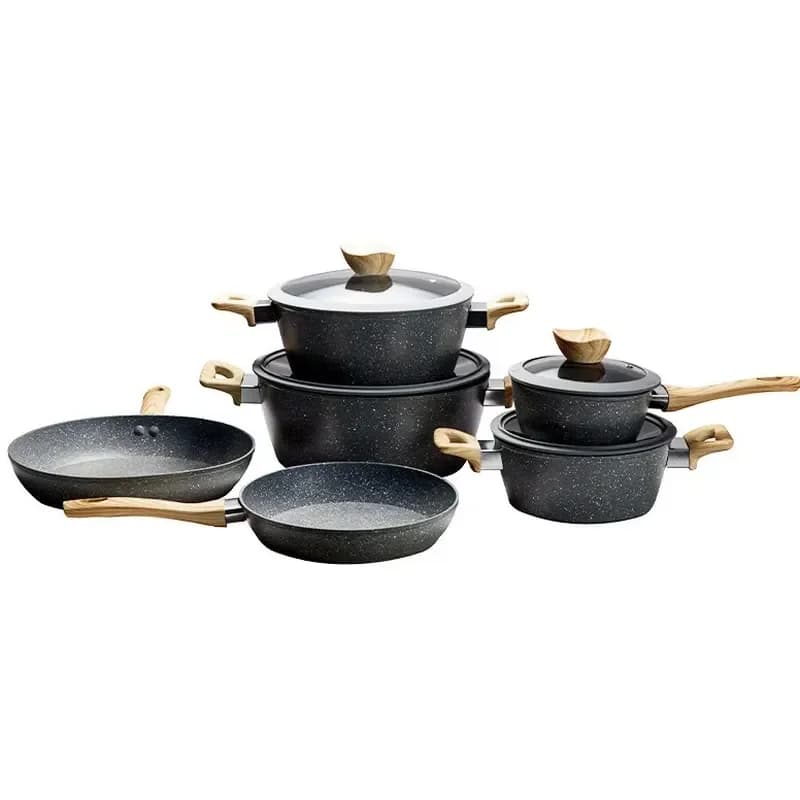 Set di Pentole e Padelle Antiaderenti Classiche in Pietra Medicale, Wok in Marmo per Piani a Induzione, Pentola Universale per Latte e Zuppe