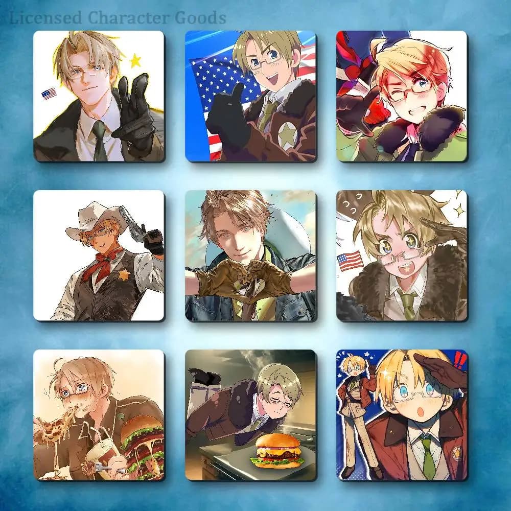 A-Alfred F J-Jones America Refrigerator Magnets Square Tiles with Magnetic Sheets Printed for Decoration Collect 55mm