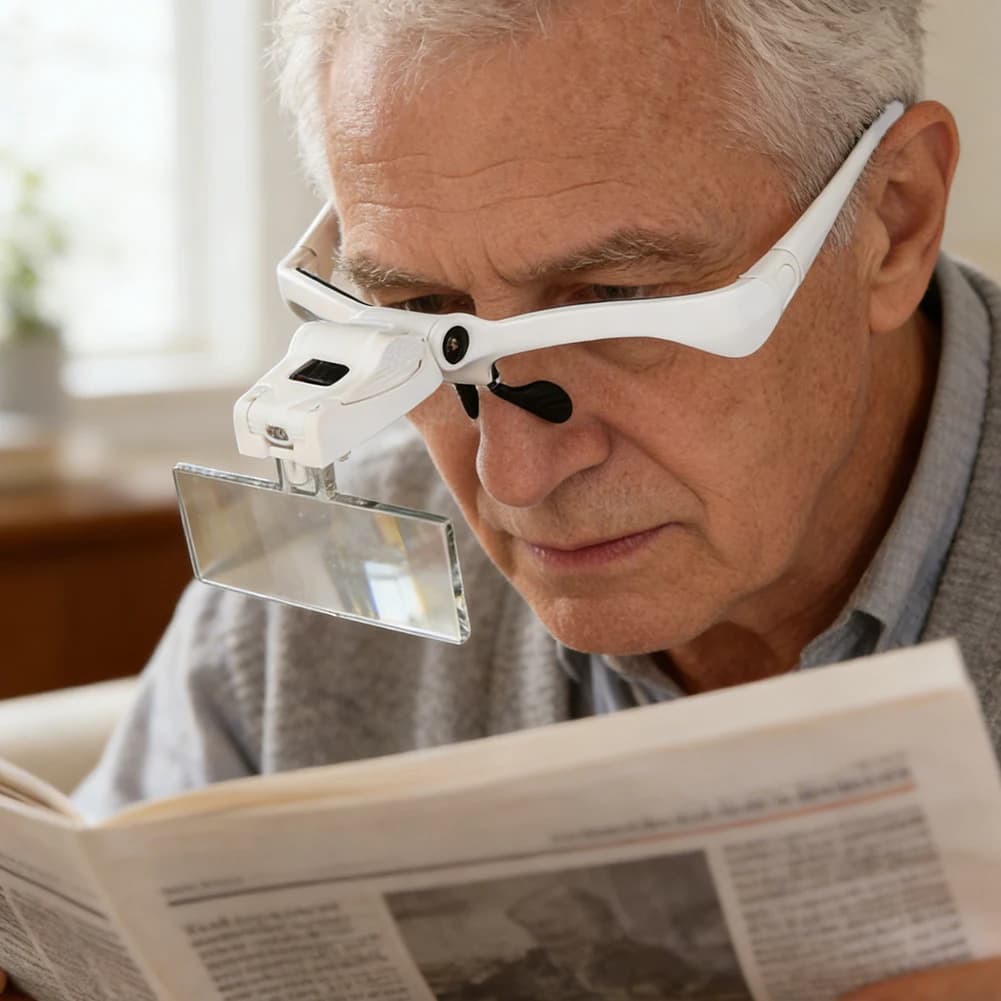 Lente d'ingrandimento a LED con 5 lenti intercambiabili da 1.0X a 3.5X, occhiali ingrandenti illuminati con fascia per la testa, per riparazione orologi e lettura
