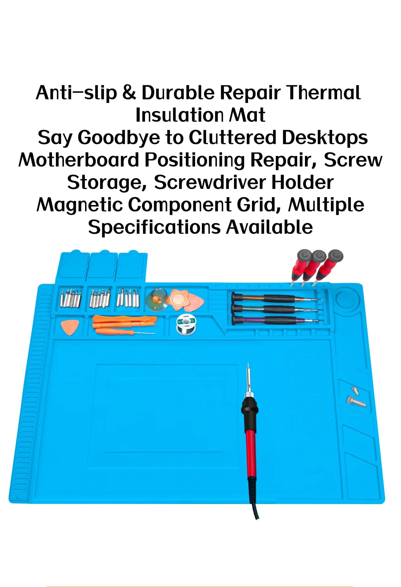 Soldering Station Mat Silicone Work Mat Heat Resistant 932°F Anti-Static Magnetic Mat for Electronic Phone Laptop Watch Repair