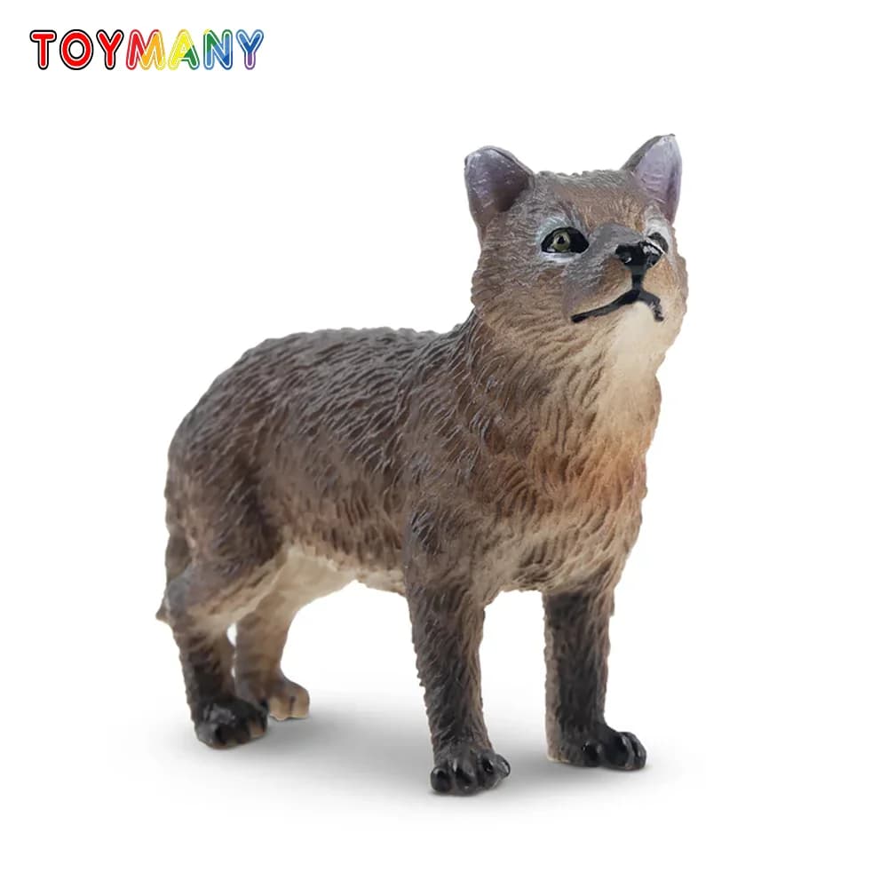 Toymany Simulazione In Piedi Lupo Grigio Cucciolo Fauna Selvatica Modello Animale Giocattolo Mini Figure Bambole Action Figurine Giocattoli per I Bambini Regalo