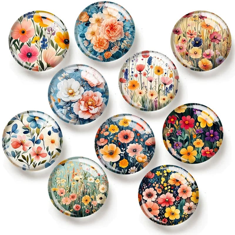 Cabochon in vetro Spring Flora 12/18/20/25mm per bracciali, ciondoli, anelli, orecchini e componenti per la creazione di gioielli