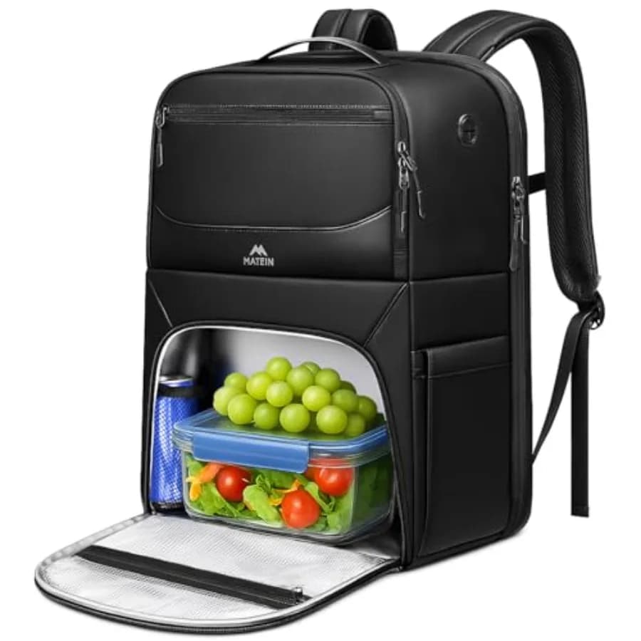 Zaino per il Pranzo da Uomo, Impermeabile, con Scomparto per il Pranzo, Grande Zaino per Laptop da 17 Pollici TSA, Porta Pranzo