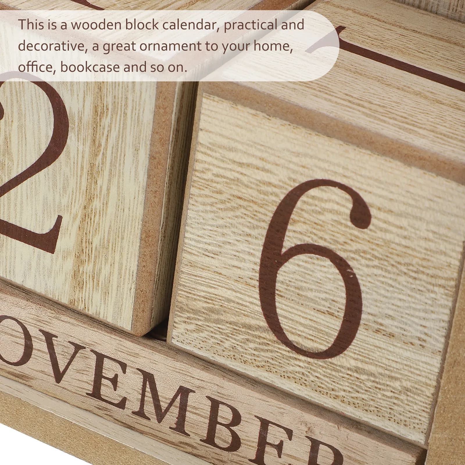 Calendario in Legno da Tavolo, Organizzatore Permanente della Data per Scrivania, Ufficio, Aula, Calendario Decorativo da Tavolo Senza Bisogno di Alimentazione