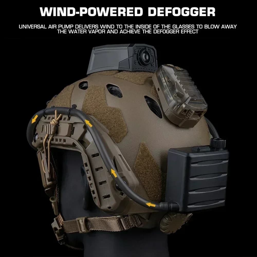 Occhiali tattici Disappannamento Defogger Fan Kit antiappannamento per Airsoft Tiro Motocross Alpinismo Occhiali protettivi Maschera da sci