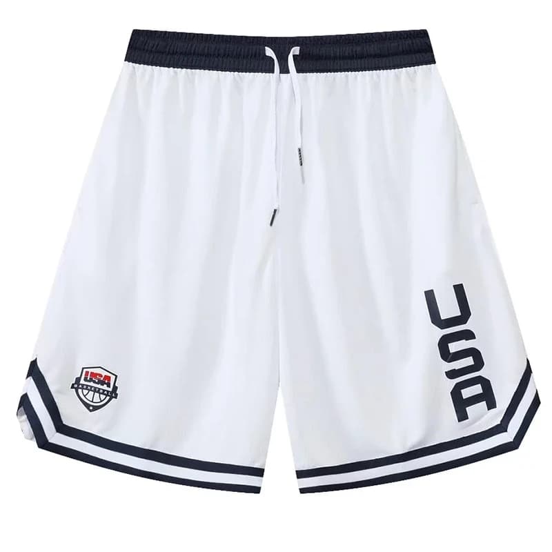 Basketball shorts with U.S. print Men's active training shorts Men's wide pockets Cycling Exercise Training Racing Rubber Sports Bottom Clothing