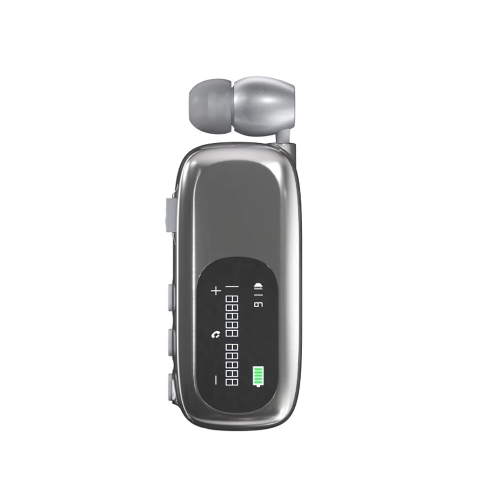Auricolare Bluetooth V5.4 Wireless In-Ear con Lunga Durata della Batteria, Microfono Lavalier ad Alto Volume, Display Digitale, Riduzione del Rumore, Cuffia Monoauricolare con Cavo