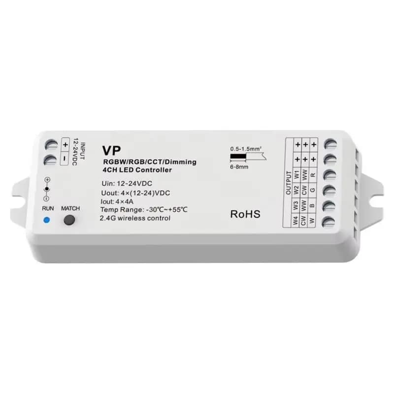 ABKP-DC12V 24V LED Controller 4CH Standalone Control RF Dimmer KIT 4 Channel 2.4G Remote For RGBW RGB CCT Dim LED Strip