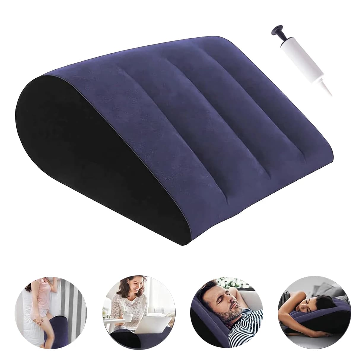 Cuscino a cuneo gonfiabile viola ergonomico per supporto schiena con pompa, portatile per viaggio, riposo, sollevamento gambe, casa e ufficio