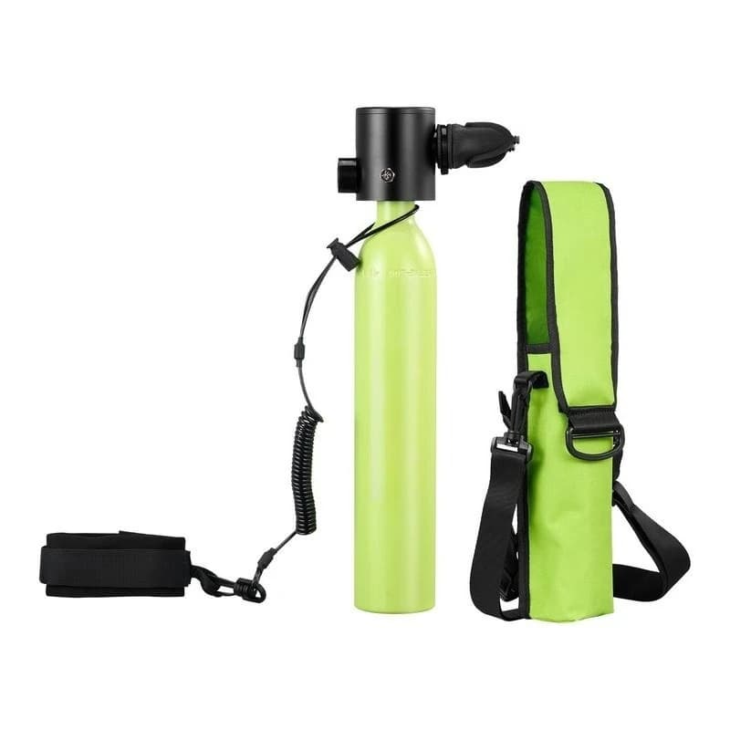 Mini Scuba Tank, 0.5L Portable Diving Tank for Underwater Breathing, Reusable Lung Diving Cylinder up to 10 Minutes Dive Time, Emergency Rescue Pony Bottle with Bag and Lanyard for Snorkeling