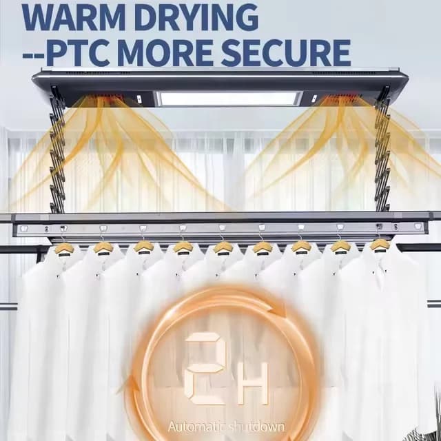 Wifi Retractable Smart Collapsible Heated Electric Clothes Hanger Drying Rack Smart Home for Laundry Lifting Foldable