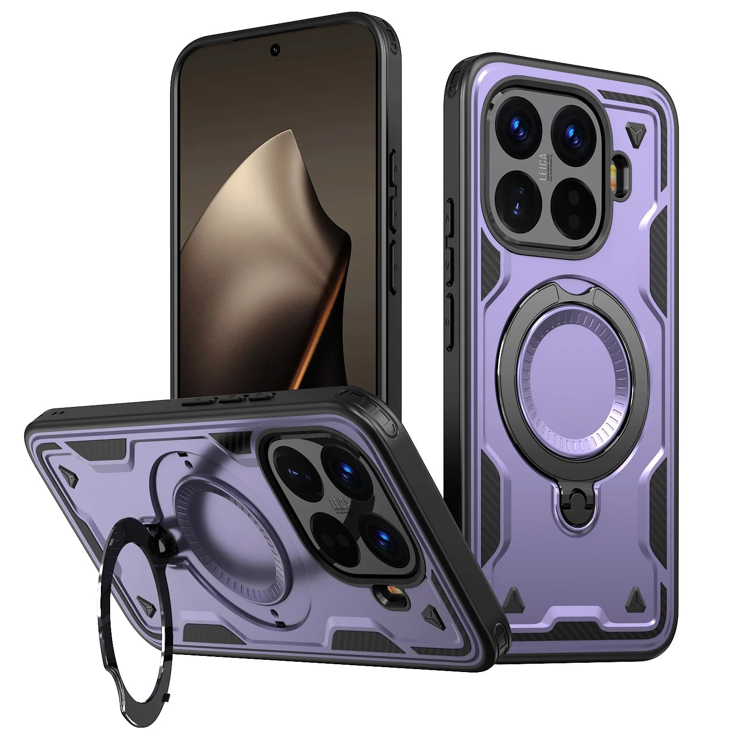 Rugged Hybrid Armor Shockproof Phone Case For Xiaomi 17 15T 14T Pro Max For MagSafe Magnetic Rotating Bracket Protection Cover