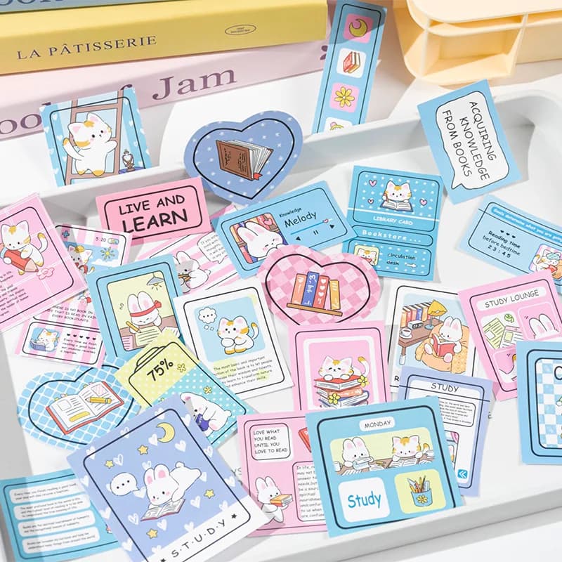 25-Piece Cute Cartoon Sticker Pack, Adorable Animal/Fruit Patterns, Ideal for Journal & Scrapbooking