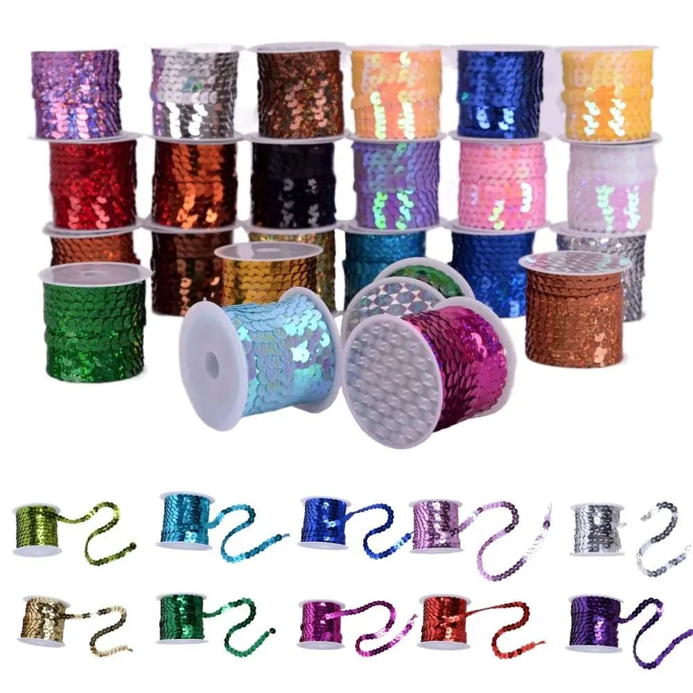 6mm Paillettes trim colorato 5M Paillettes allentate rotonde lucide piatte in PVC Paillettes artigianato accessorio di stoffa/borse/indumento