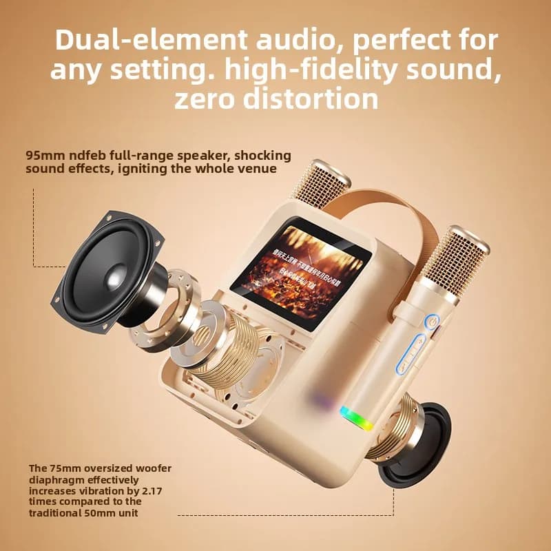 Mic Karaoke Machine Home KTV Lyrics Display Wireless Music