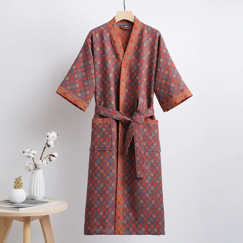 100% Cotton Waffle Robe Lovers Soft Bathrobe Men And Women Night Shirt Nightwear Maschile Nightwear Casual Home Bathrobe Solid Hotel Robe