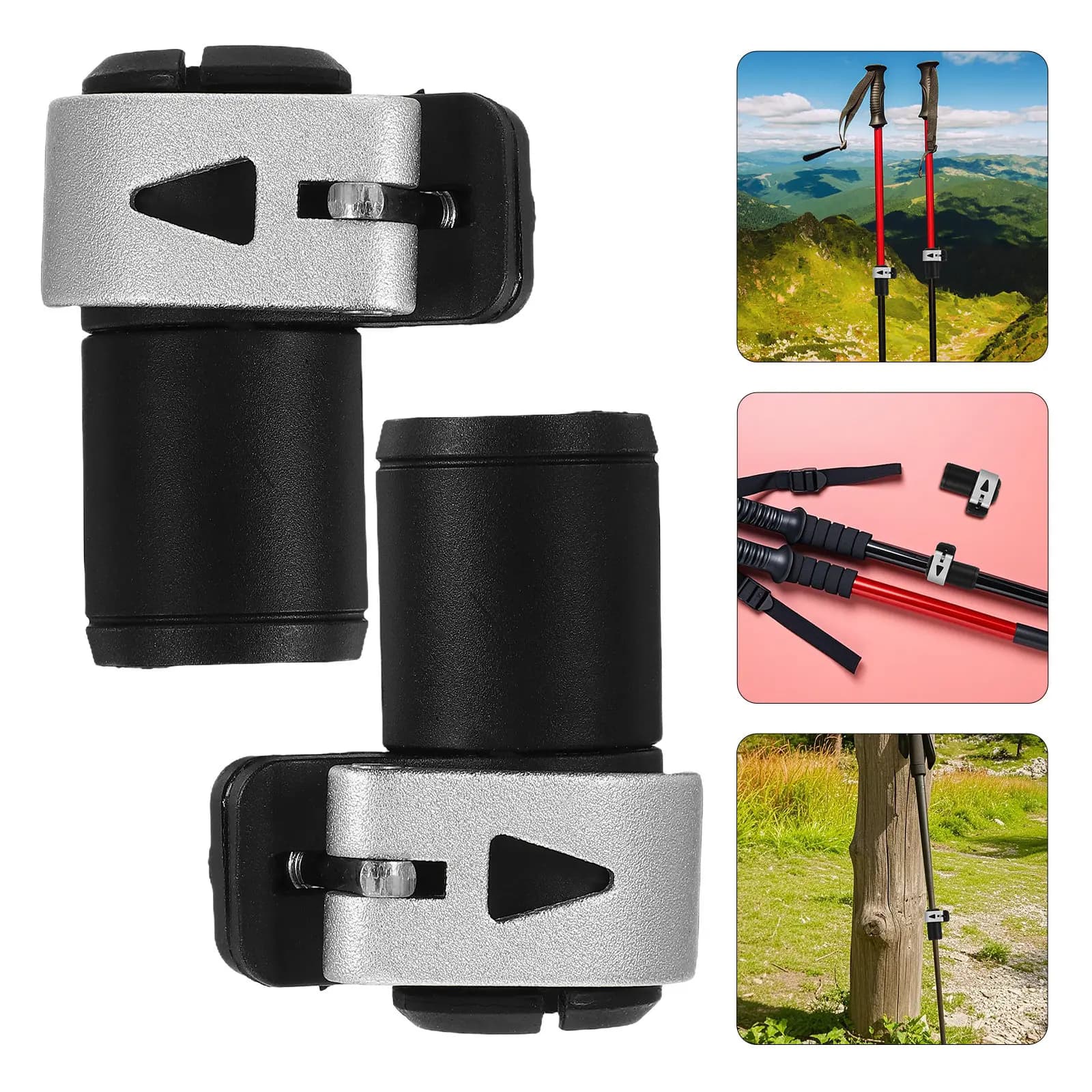 2 Pieces Trekking Sticks with External Block, Lightweight and Resistant in Aluminium Alloy, for Hiking, Climbing and Mountaineering