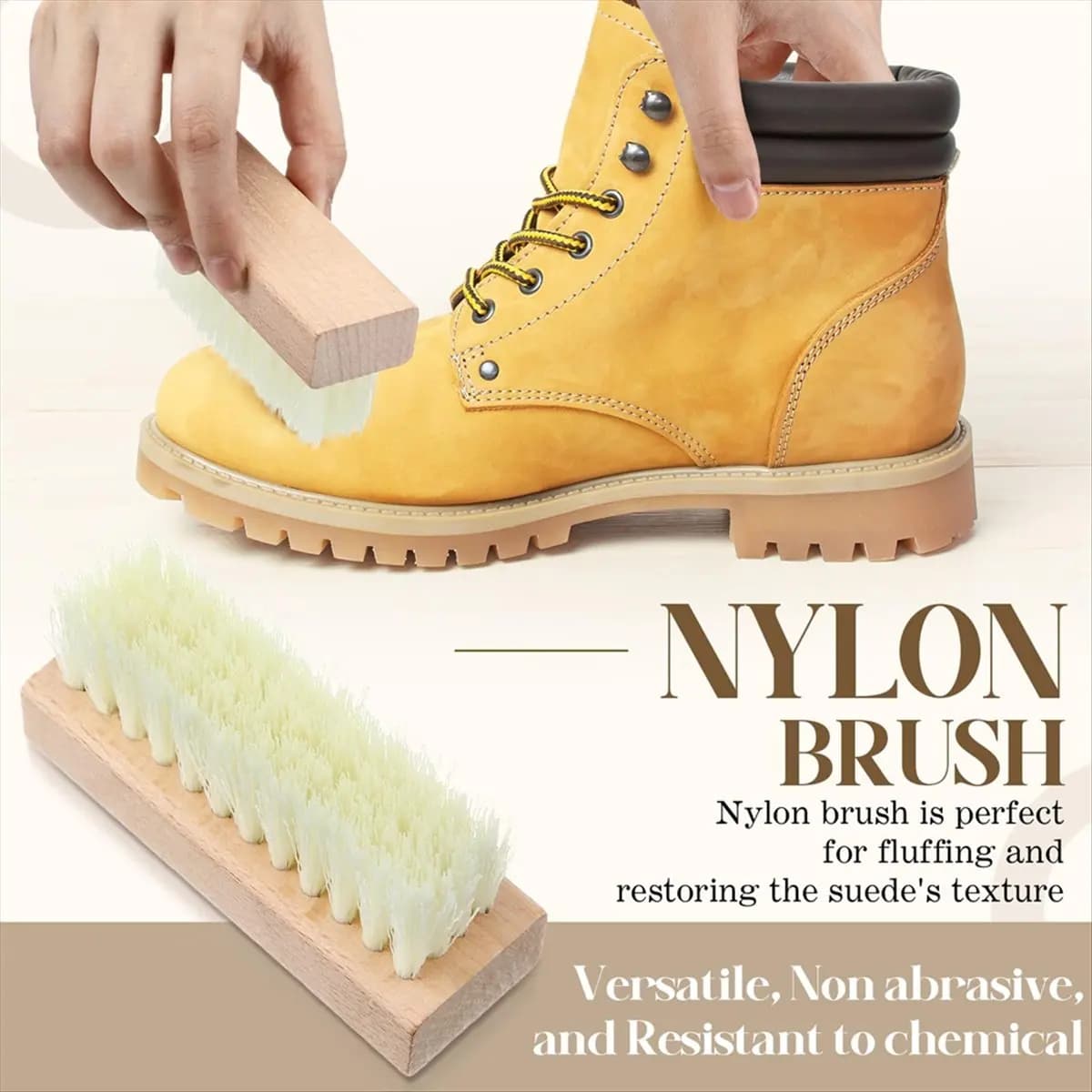 Kit di pulizia in pelle scamosciata e nabuk da 5 pezzi con spazzole in ottone e nylon, 2 gomme scamosciate, asciugamano in microfibra per scarpe, stivali, borse
