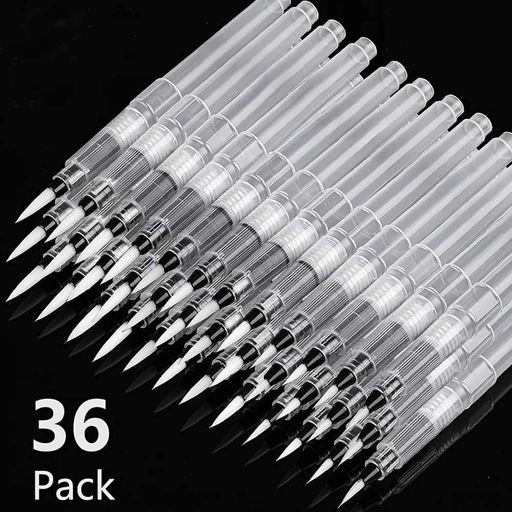 3/36PCS Pennelli per colorare l'acqua Pennello per acquerello morbido portatile per principianti Pittura Disegno Rifornimenti d'arte Testa a punta da 156mm