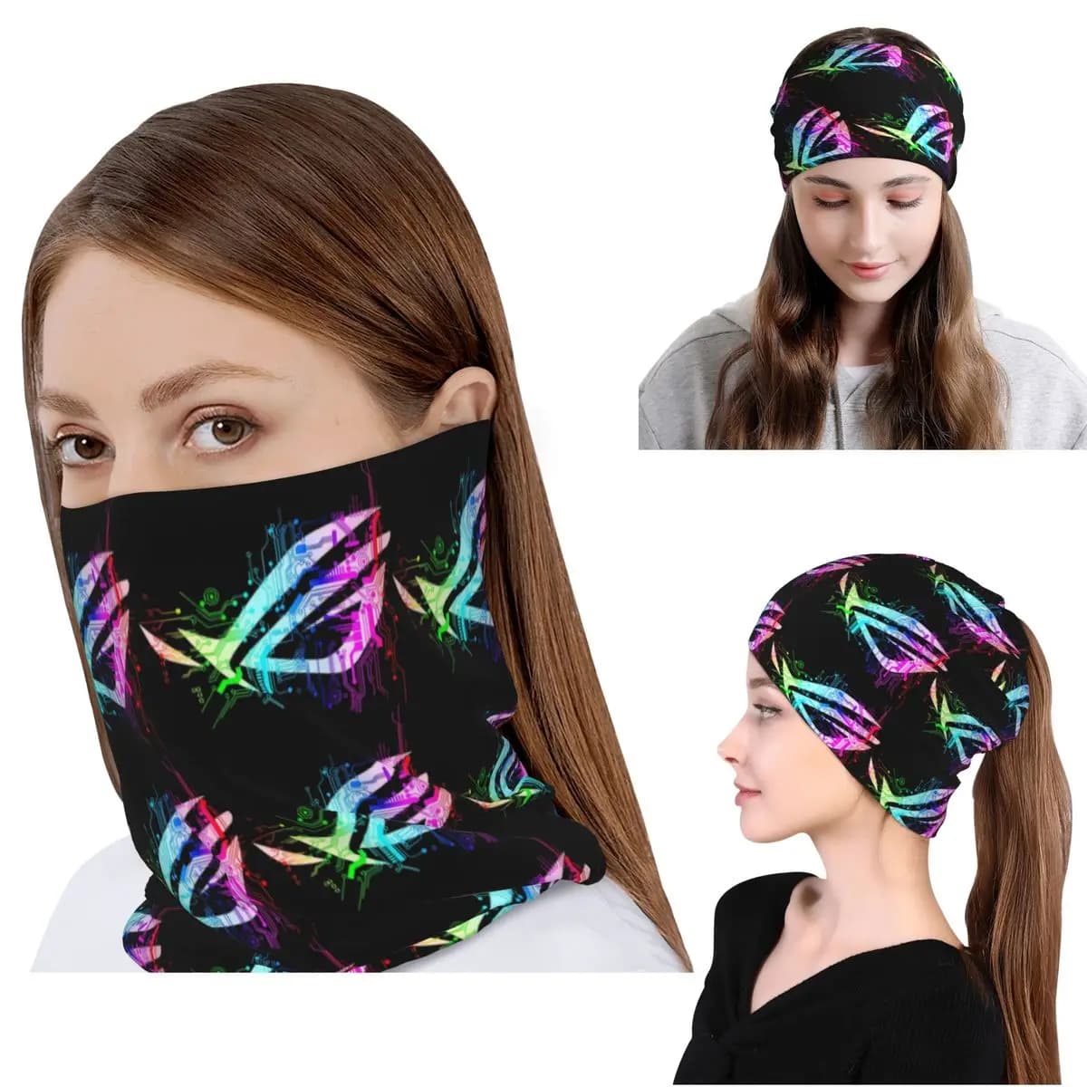 Sciarpa multifunzione Asus Rog Bandana, copricollo, maschera per il viso, berretto antivento per uomo e donna, adulto