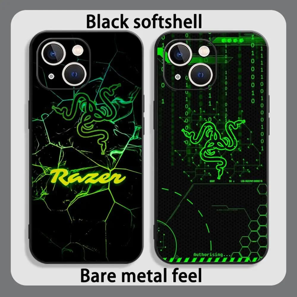 RazerES Cool High-end fashion logo Phone Case For iPhone 17 16 15 14 13 12 Plus Mini Pro Max Soft black Shockproof Cover